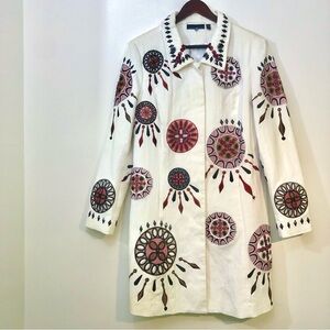 Embroidered Beaded Jacket Coat Layer Fall Red Black White Autumn Gem Women’s